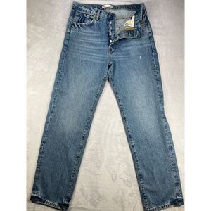 ZARA Mens 34x34 Distressed‎ Jeans Button Fly  Medium Wash Denim Blue